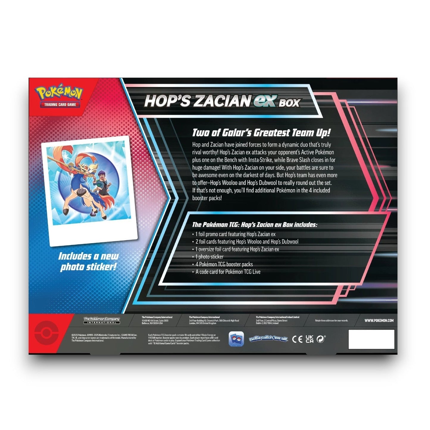 Pokemon TCG: Hop's Zacian ex Box